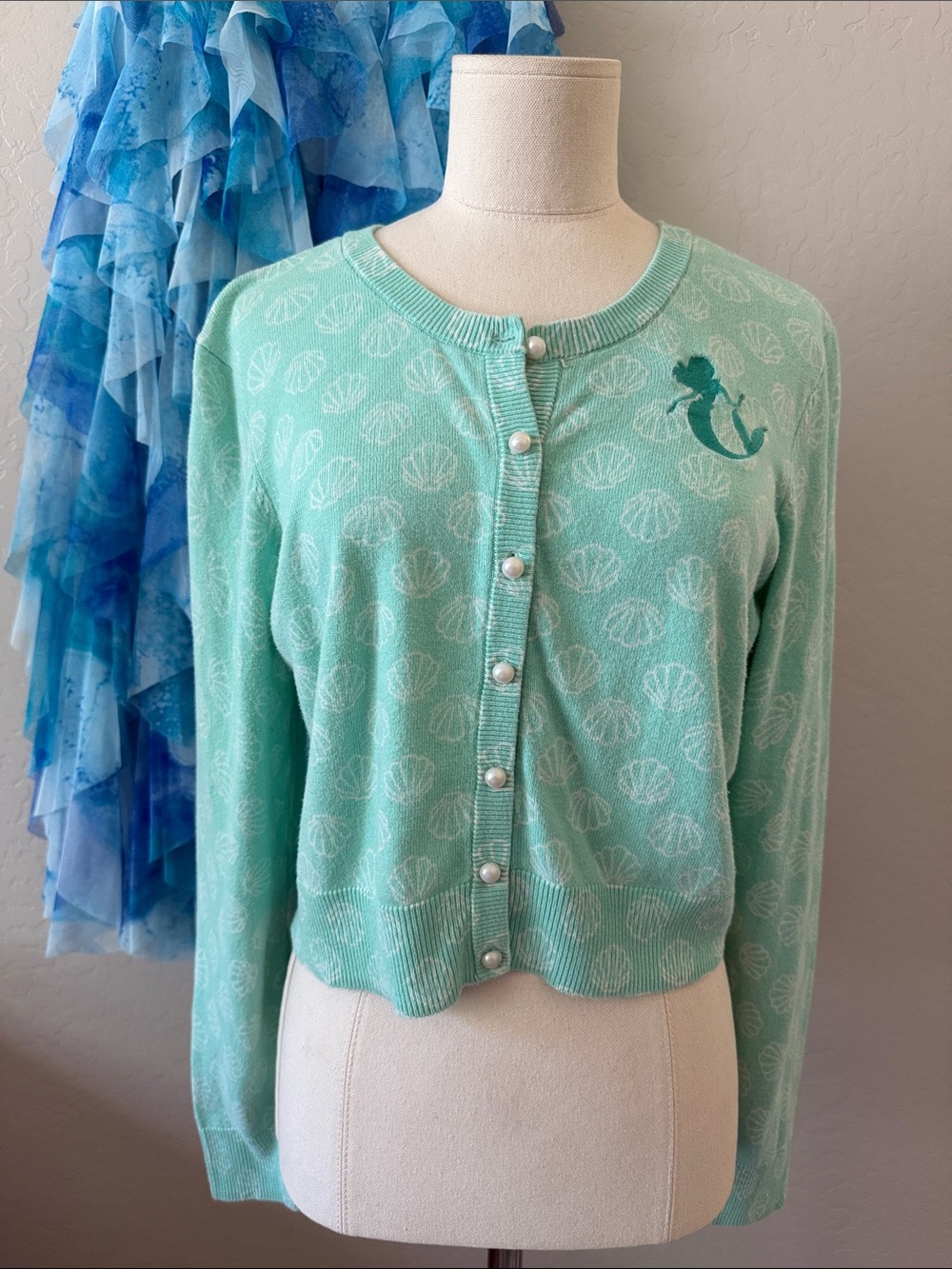 Disney Women's Mint Crewneck Knit Sweater
